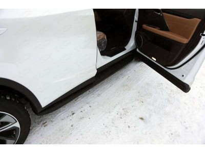 Пороги алюминиевые ТСС с накладкой чёрные для Lexus RX-200t/350/450h 2015-2021