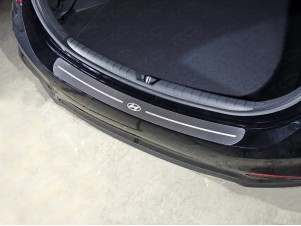 Накладка на задний бампер шлифованный лист лого Hyundai для Hyundai Accent № HYUNACC17-16