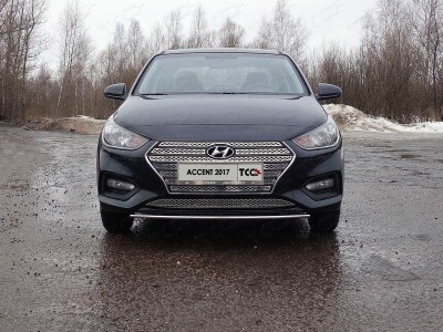Защита переднего бампера 25 мм ТСС для Hyundai Accent 2018-2021