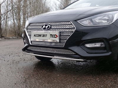 Защита переднего бампера 25 мм ТСС для Hyundai Accent 2018-2021