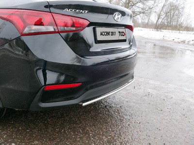 Защита заднего бампера 25 мм ТСС для Hyundai Accent 2018-2021