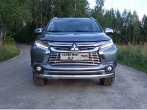 Защита передняя овальная 75х42 мм для Mitsubishi Pajero Sport № MITPASPOR16-17