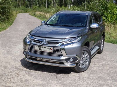 Защита переднего бампера 76 мм ТСС для Mitsubishi Pajero Sport 2016-2020