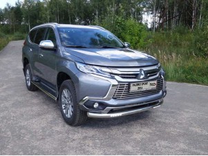 Защита переднего бампера с ДХО 76 мм для Mitsubishi Pajero Sport № MITPASPOR16-20