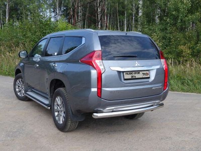 Защита заднего бампера 76 мм ТСС для Mitsubishi Pajero Sport 2016-2020