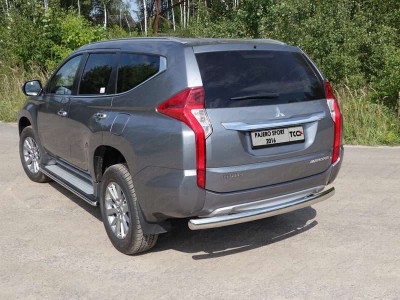 Защита заднего бампера овальная 75х42 мм ТСС для Mitsubishi Pajero Sport 2016-2020