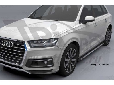 Пороги алюминиевые Emerald Black для Audi Q7 2015-2021