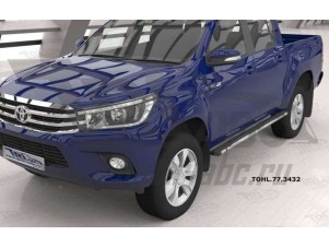 Пороги алюминиевые Emerald Black для Toyota Hilux № TOHL.77.3432
