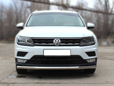 Защита переднего бампера радиусная одинарная d-53(кроме Off Road) для Volkswagen Tiguan 2016 – н.в.
