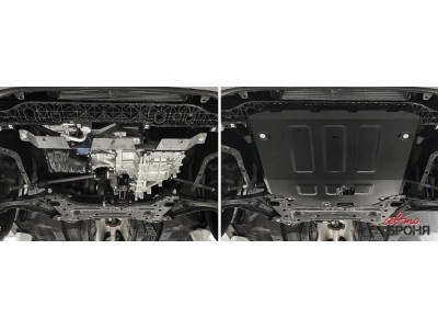 Защита картера + КПП (сталь) + комплект крепежа для Hyundai Bayon 2021-н.в. (V - 1.4 AT)