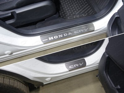 Накладки на пороги лист шлифованный надпись Honda CR-V 4 шт ТСС для Honda CR-V 2017-2021