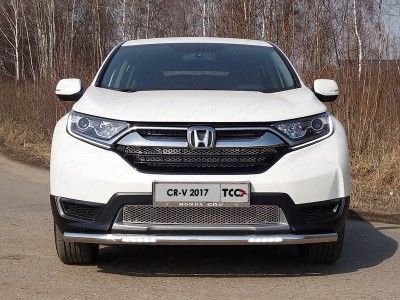 Защита переднего бампера с ДХО 60 мм ТСС для Honda CR-V 2017-2021