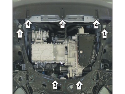 Усиленная защита картера двигателя, КПП (2 мм, сталь) для Omoda C5 2022-н.в., Chery Tiggo 4 2024-н.в.