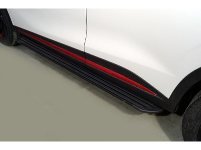 Пороги алюминиевые Slim Line Black 1720 мм ТСС для Omoda C5 2022 – н.в.