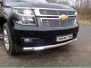 Защита передняя овальная с ДХО 75х42 мм для Chevrolet Tahoe № CHEVTAH16-11