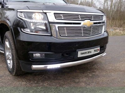 Защита передняя овальная с ДХО 75х42 мм ТСС для Chevrolet Tahoe 2016-2021
