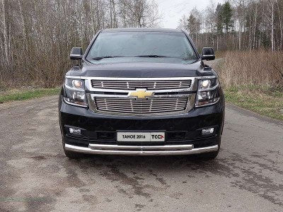 Защита передняя двойная 76-50 мм ТСС для Chevrolet Tahoe 2014-2016