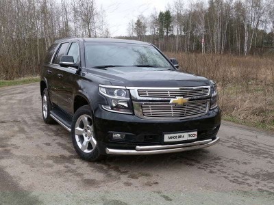 Защита передняя двойная 76-50 мм ТСС для Chevrolet Tahoe 2014-2016