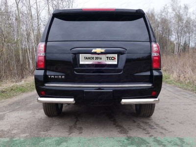 Защита задняя овальные уголки 75х42 мм ТСС для Chevrolet Tahoe 2016-2021
