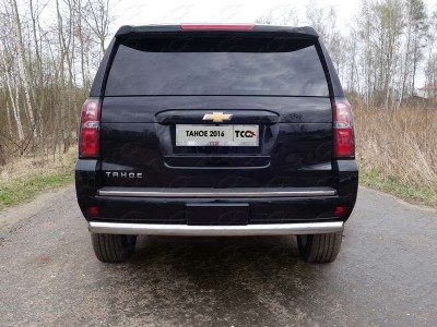 Защита заднего бампера овальная 75х42 мм ТСС для Chevrolet Tahoe 2016-2021