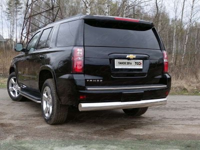 Защита заднего бампера овальная 120х60 мм ТСС для Chevrolet Tahoe 2016-2021