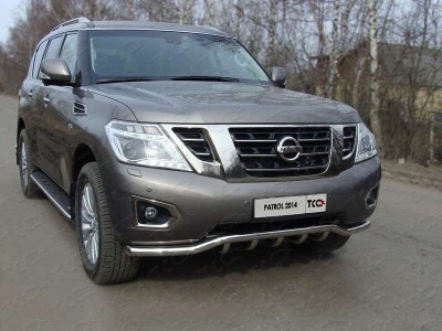 Защита передняя Кенгурятник с вставкой 60 мм ТСС для Nissan Patrol 2014-2021