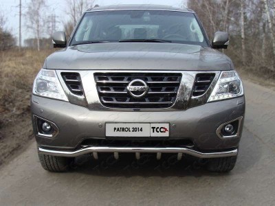 Защита передняя Кенгурятник с вставкой 60 мм ТСС для Nissan Patrol 2014-2021