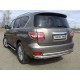 Защита заднего бампера овальная двойная 75х75 мм ТСС для Nissan Patrol 2014-2021