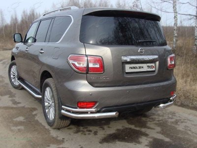 Защита задняя двойные уголки 76-42 мм ТСС для Nissan Patrol 2014-2021