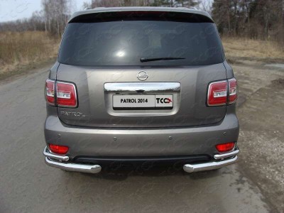 Защита задняя двойные уголки 76-42 мм ТСС для Nissan Patrol 2014-2021
