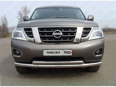 Защита передняя двойная 76-60 мм ТСС для Nissan Patrol 2014-2021