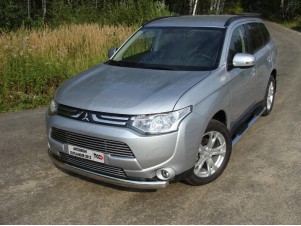 Защита передняя овальная 75х42 мм для Mitsubishi Outlander № MITOUT12-01