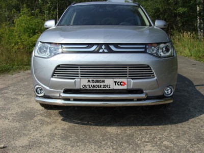 Защита передняя двойная 60-50 мм ТСС для Mitsubishi Outlander 2012-2014