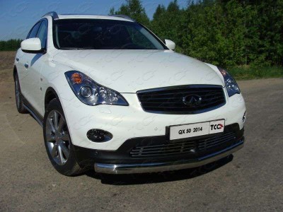 Защита передняя овальная двойная 75-42 мм ТСС для Infiniti QX50/EX25/EX35/EX37 2007-2016
