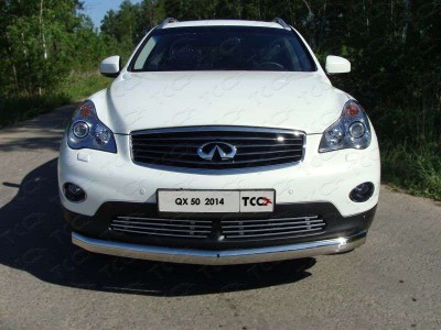 Защита передняя овальная двойная 75-42 мм ТСС для Infiniti QX50/EX25/EX35/EX37 2007-2016