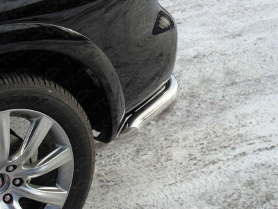 Защита заднего бампера уголки 76 мм ТСС для Infiniti QX80 2014-2018