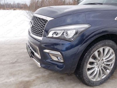 Защита передняя овальная 75-42 мм ТСС для Infiniti QX80 2014-2018