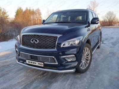 Защита переднего бампера 76 мм ТСС для Infiniti QX80 2014-2018