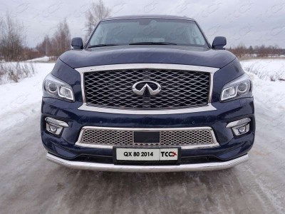 Защита переднего бампера 76 мм ТСС для Infiniti QX80 2014-2018