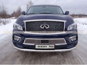 Защита переднего бампера с ДХО 76 мм для Infiniti QX80 № INFQX8014-11