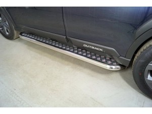Пороги с площадкой 60,3 мм для Subaru Outback VI Рестайлинг 2022 – н.в. SUBOUT21-20