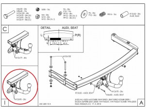 ТСУ Фаркоп оцинкованный Galia шар A для Audi A4/Volkswagen Passat B5/Skoda Superb № A036A