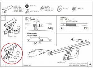 ТСУ Фаркоп оцинкованный Galia шар A для Audi 3/Volkswagen Golf 7/Seat Leon № A048A