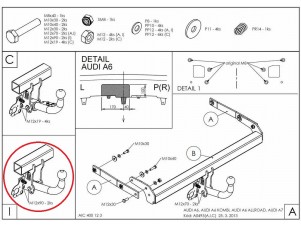 ТСУ Фаркоп оцинкованный Galia шар A для Audi A6/A6 Allroad/A7 № A049A