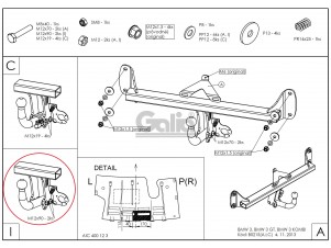 ТСУ Фаркоп оцинкованный Galia шар A для BMW 1/3 № B021A