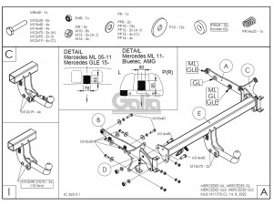 ТСУ Фаркоп оцинкованный Galia шар A для Mercedes-Benz GL-Class X164/X166/GLE-Class/GLS-Class № M115A