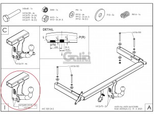 ТСУ Фаркоп оцинкованный Galia шар A для Audi A4 № A035A