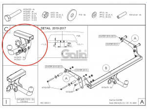 ТСУ Фаркоп оцинкованный Galia шар C съемный для Renault Duster/Nissan Terrano № D041C