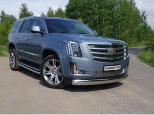 Защита передняя овальная 120х60 мм для Cadillac Escalade № CADESC15-07