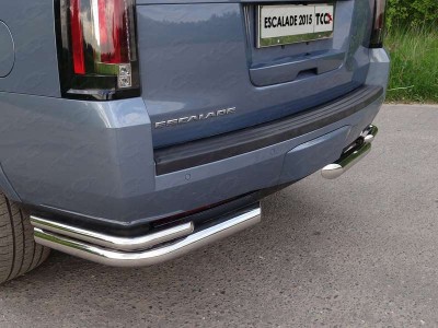 Защита задняя двойные уголки 76-42 мм ТСС для Cadillac Escalade 2015-2021